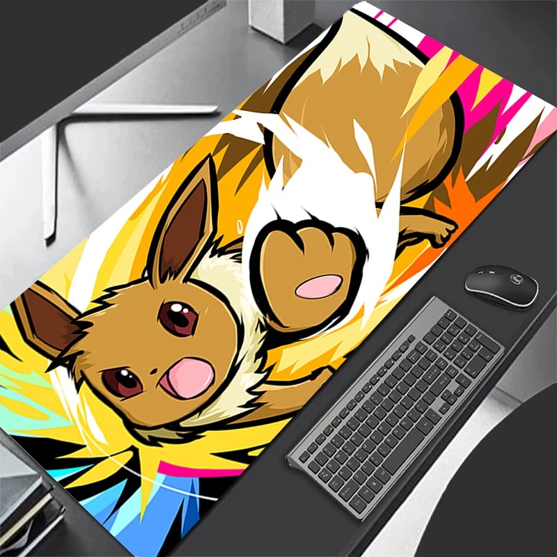 Esports Gaming Mice - P-ポケモン イーブイ アニメ ゲーミングマウスパッド、拡張ノンスリップデスクマットキーボードパッド PC ラップトップ