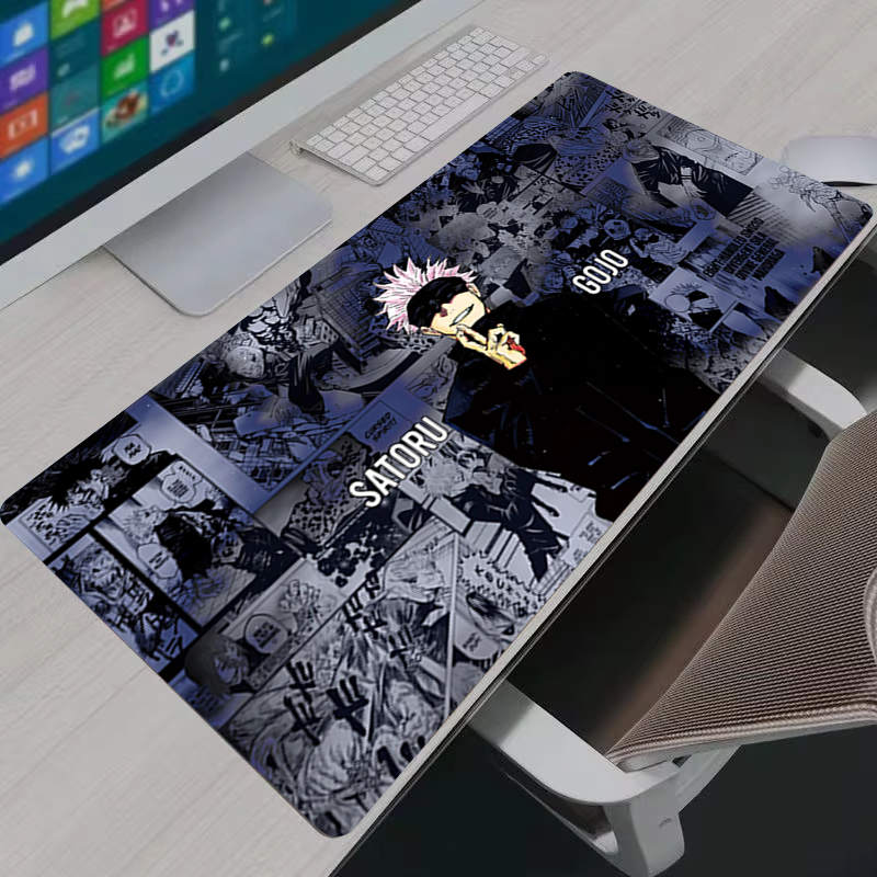 Esports Gaming Mice - マウスパッドクールアニメ呪術廻戦五条悟大型ゲーミングマウスパッドゲーマーラップトップキーボードマットコンピュータキャビネットデスクマット