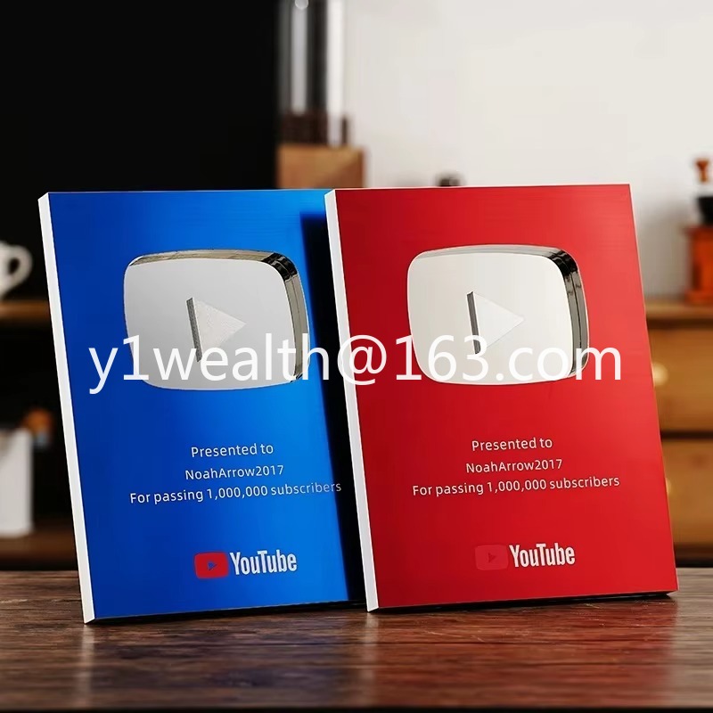 Esports Gaming Trophy - 新しいYouTubeプレイボタン賞 UVプリントグラフィックメタルシールドトロフィー 優秀賞 認定証明 認可
