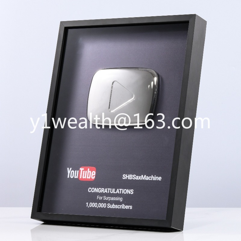 Esports Gaming Trophy - YouTube＆Bilibiliプレイボタンロゴ賞用カスタムメタルプレートメダル ゴールドカスタムロゴメタルクラフト