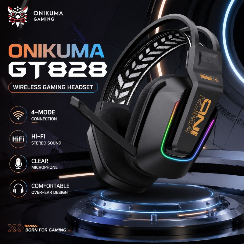 Esports Gaming Gear - ONIKUMA GT828 ゲーミングヘッドセット 4 モードワイヤレス Bluetooth