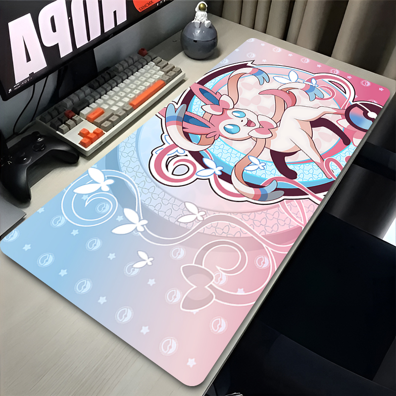 Esports Gaming Mice - 大型ピンクかわいいマウスパッド XXL ゲームコンピュータアクセサリー P-ポケモン シルベオン キーボード