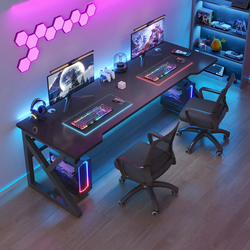 ダブルデスクトップコンピューターデスク、モダンでシンプルなゲ - Esports Gaming Table のレビューと価格