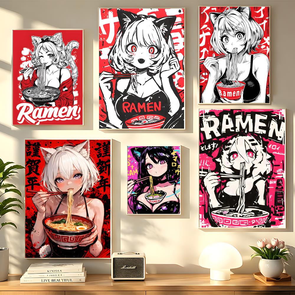 アニメ猫娘絵画書道キャンバスポスターアートしわ防止加工済みゲ - Esports And Gaming Lounge のレビューと価格