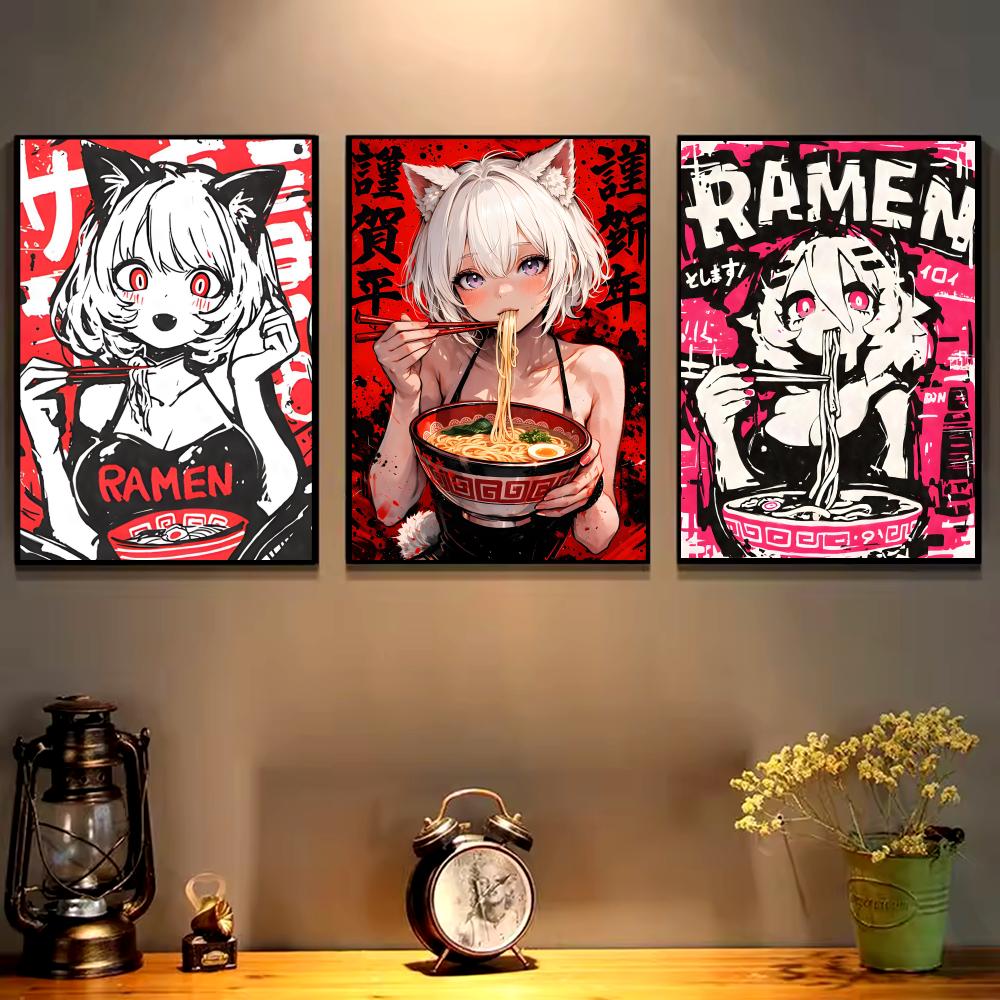 アニメ猫娘絵画書道キャンバスポスターアートしわ防止加工済みゲ - Esports And Gaming Lounge のレビューと価格