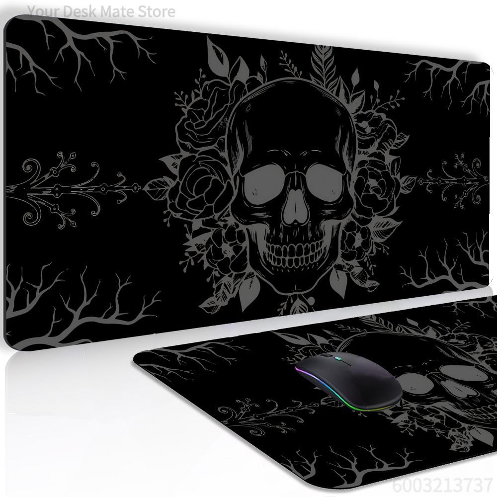 クールな黒のスカル柄マウスパッドXXL大型滑り止めゴム製eス - Esports Gaming Table のレビューと価格