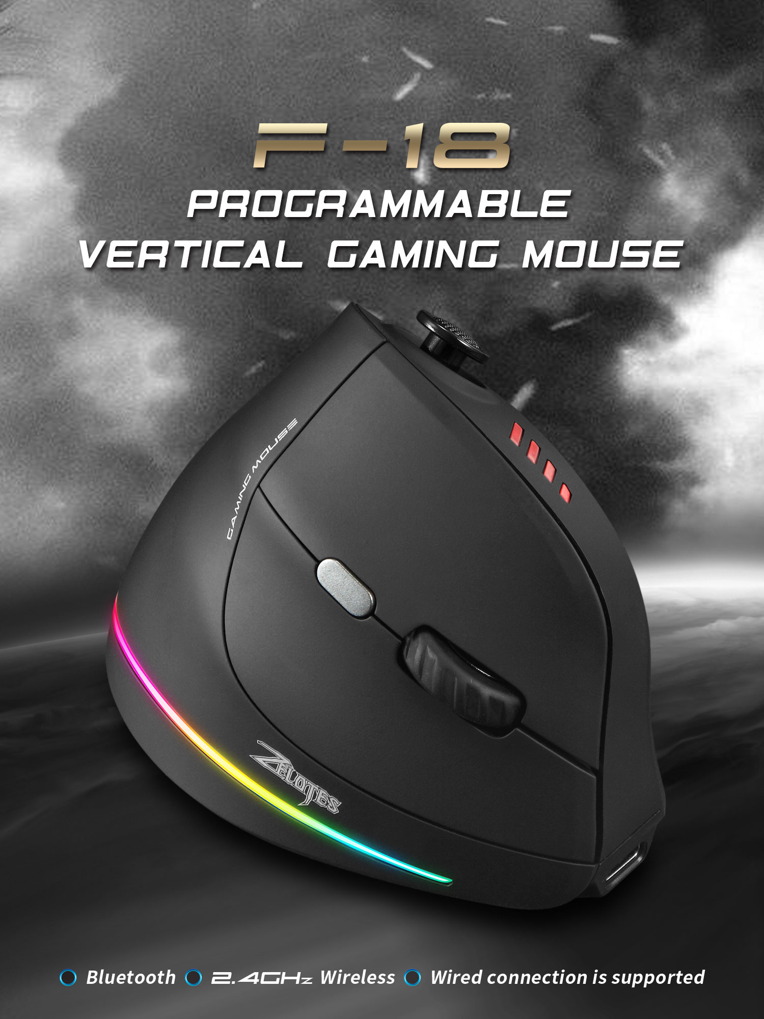 Jomaa RGB バックライト付きワイヤレス垂直マウスコン - Esports Gaming Mice のレビューと価格